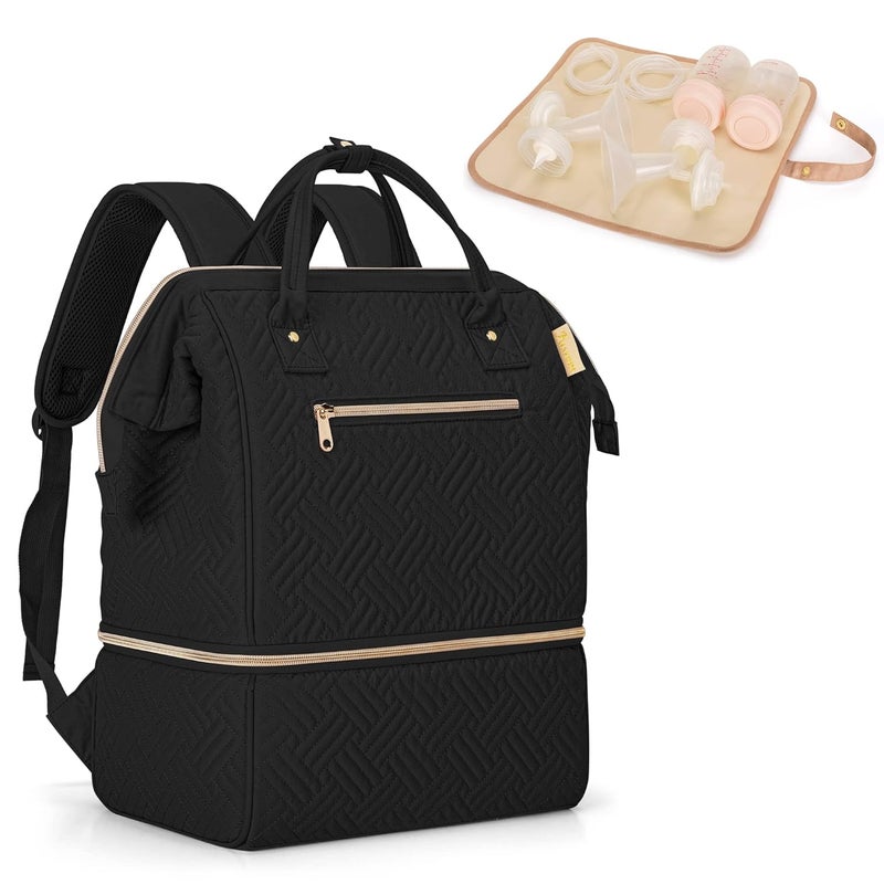 Fasrom Breast Pump Bag Backpack with Cooler Compatible with Spectra S1, S2 and Medela Pumps, Wearable Pumping Bag with Waterproof Mat for Working Moms, Black (Patent Design) - Image 1